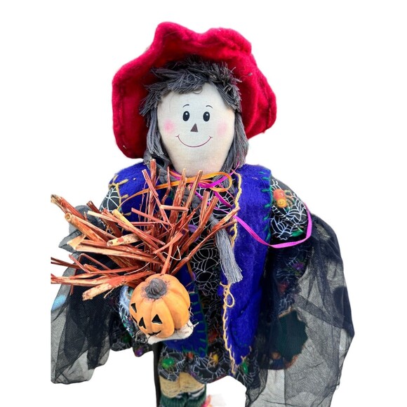 Vintage Halloween Witch standing figure vintage Handmade Rustic Farmhouse 25”H - Picture 3 of 9